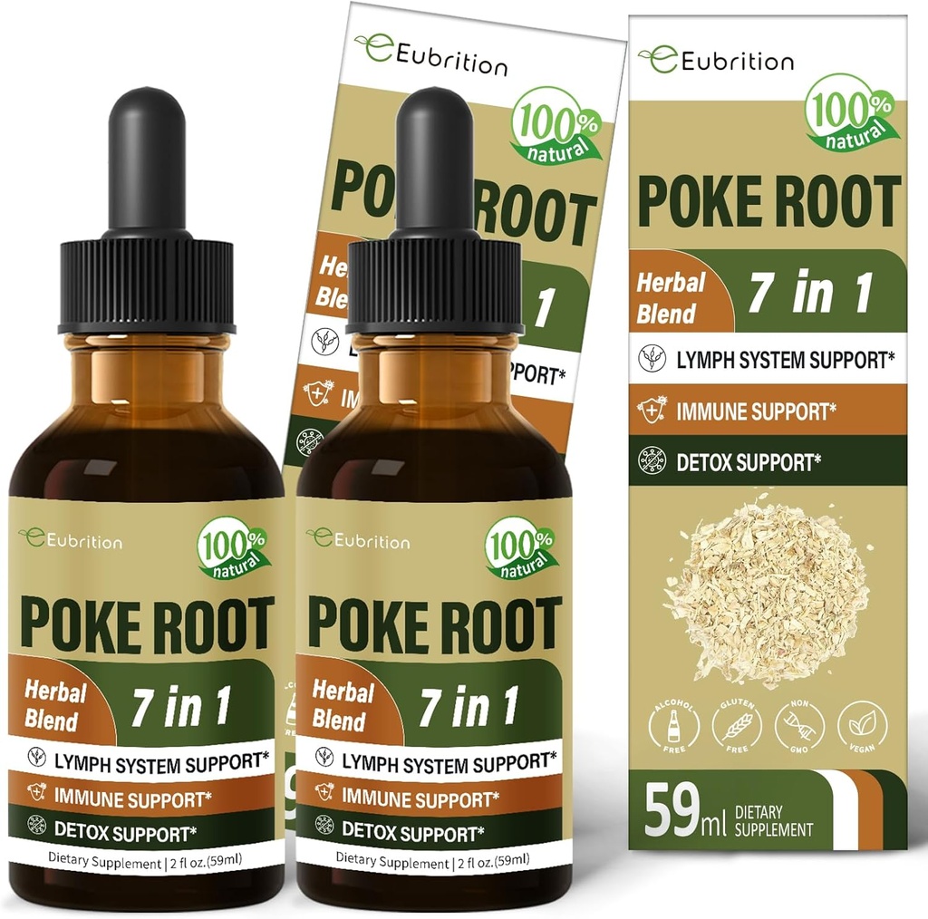 Lymph System Support with Poke Root Drops, Lymphedema için Lymphedema için Lymphedema için Lymphedema, 7 in 1 Formula with Goldenseal Extract for Immune Support, Dandelion for Detox & Cleanse. 4oz