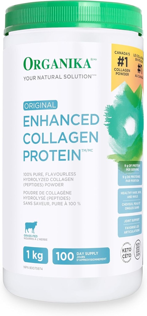 Organika Original Geliştirilmiş Collagen,% 100 Pure, tasteless hidrolyzed Collagen (peptidler) Toz, 1 kg