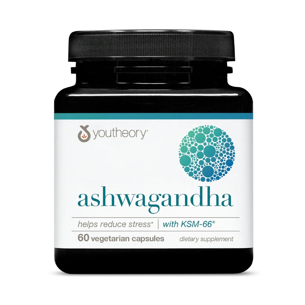 Youtheory Ashwagandha - 1.000 mg - Enerji, Uyku, Stres ve Kortisol Destek Tamam - Organik KSM-66 Ashwagandha & Ginger - 60 Vegetarian Capsules (30-Day Supply)