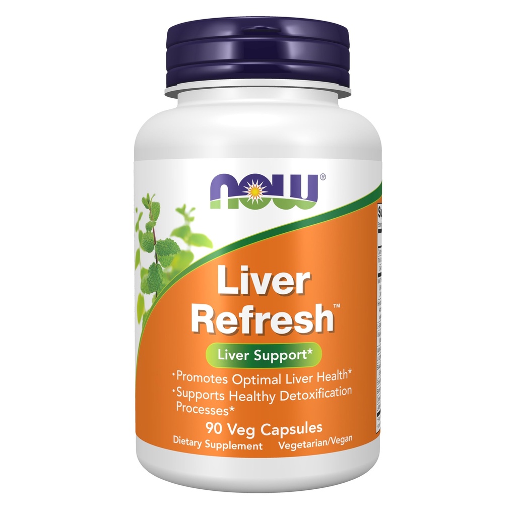 NOW Συμπληρώματα διατροφής, Liver RefreshTM με εκχύλισμα γαϊδουριών γάλακτος και μοναδικό μείγμα βοτάνων-ενζύμων, 90 κάψουλες Veg