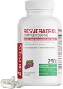 Bronson Resveratrol 500 Complex Standardized Trans-Resveratrol + Grape Seed & Red Wine Extract, 250 Capsules