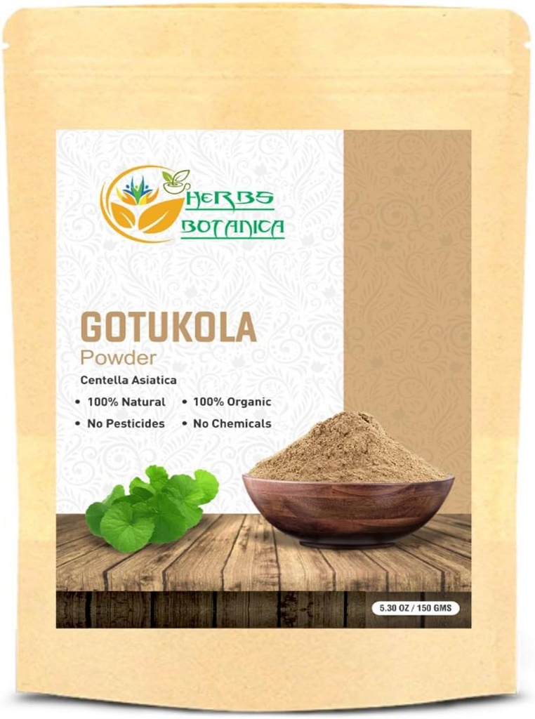 Herbs Botanica Gotu Kola Toz (Centella asiatica) 5.3 oz/150 GMS for Tea, Saç Büyüme ve Sağlıklı Nervous Sistemi DIY Beauty & Supplements için Herbal Tozunu Tamamen Zemin