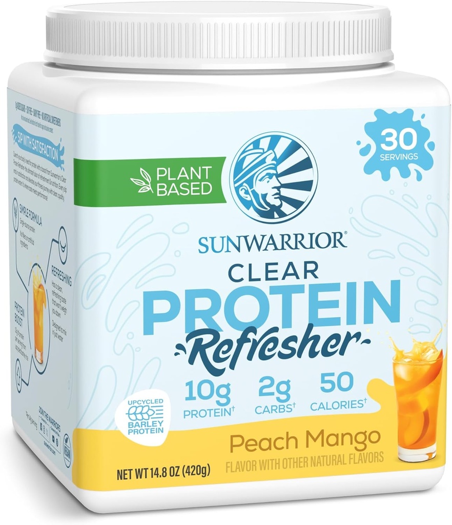 Sunwarrior Clear Protein Toz Plant-Based Water Mix, Vegan ve Protein ve Hydration Supplement 10g Per Peach Mango Flavored 420g Tub 30 Servisler