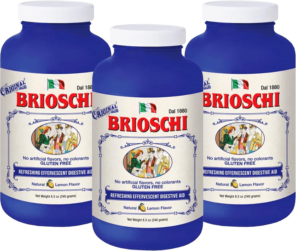 Brioschi Ιταλικό Λεμόνι Γεύση Αναβράζοντα Heartburn, Αναστατωμένο Στομάχι, Οξύ Δυσπεψία, Φιάλη 8.5 oz (πακέτο των 3)