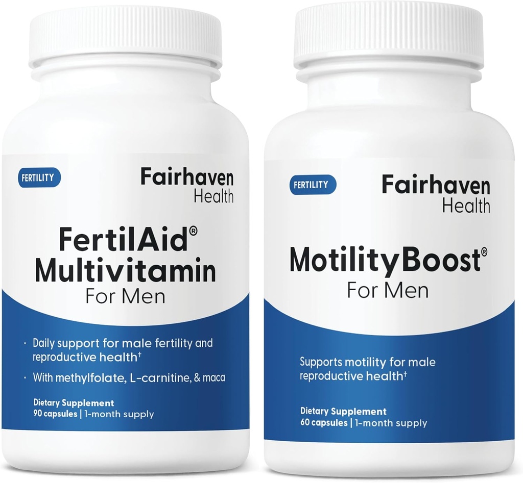 Erkekler ve MottitudeBoost Combo için FertilAid, Prenatal Vitaminler ve Erkek Fertness Tamamı L-Carnitine, CoQ10, çinko ve daha fazlası, 150 Capsules, 1 Ay Supply