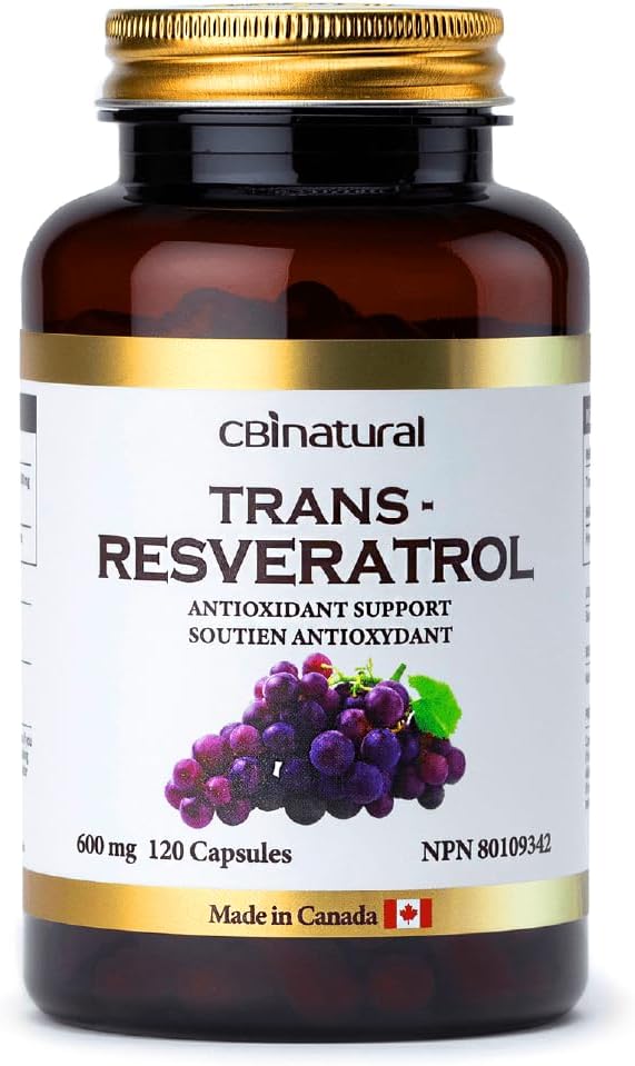 Trans-Resveratrol 600 mg, High Potency Antioksi, Supports Cellular Health & Health Aging, 120 Vegan Capsules, 4-Month Supply, Non-GMO, Gluten Free