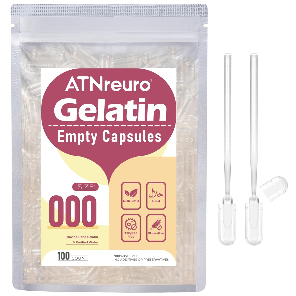 Μέγεθος 000 Empty Gelatin Κάψουλες με 2 μικροκουτάλια - 100 Count Empty Clear Capsule - Empty Pill Caps for Powders Συμπληρώματα