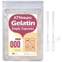 Boyut 000 Boş Gelatin Capsules ile 2 Micro Spoons - 100 Kont Boş Clear Capsule - Tozlar Supplements için Boş Pill Capsules