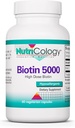 Nutricology Biotin 5000 Supplement - 5000mcg Biotin, Hair, Skin ve Nails, High Dose, Vegetarian Capsules, Hipoallergenic, Gluten Free - 60 Count Biotin, Vitaminler