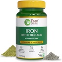 Iron Folic Acid Supplement - 120 Veg Tabletleri ile çinko, C & Vitamin B12 Erkekler ve Kadınlar için | Destekler Haemoglobin Production, Boosts Immunity & Keeps Iron Levels