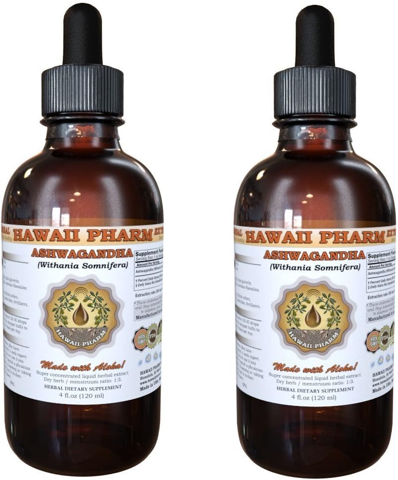Ashwagandha Liquid Extract, Organik Ashwagandha (Withania Somnifera) kaotik Köklü Tamam 2x4 oz