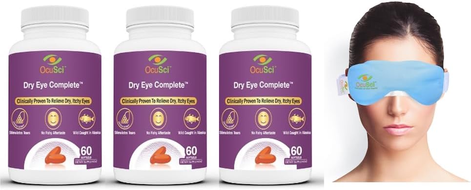 Kuru Göz Tamam, Kuru Gözler için Formula. Ultimate Vision Health Malzemeler: Omega-3, Omega-7, Lutein, Vitamin D3 (3 Ay Supply)