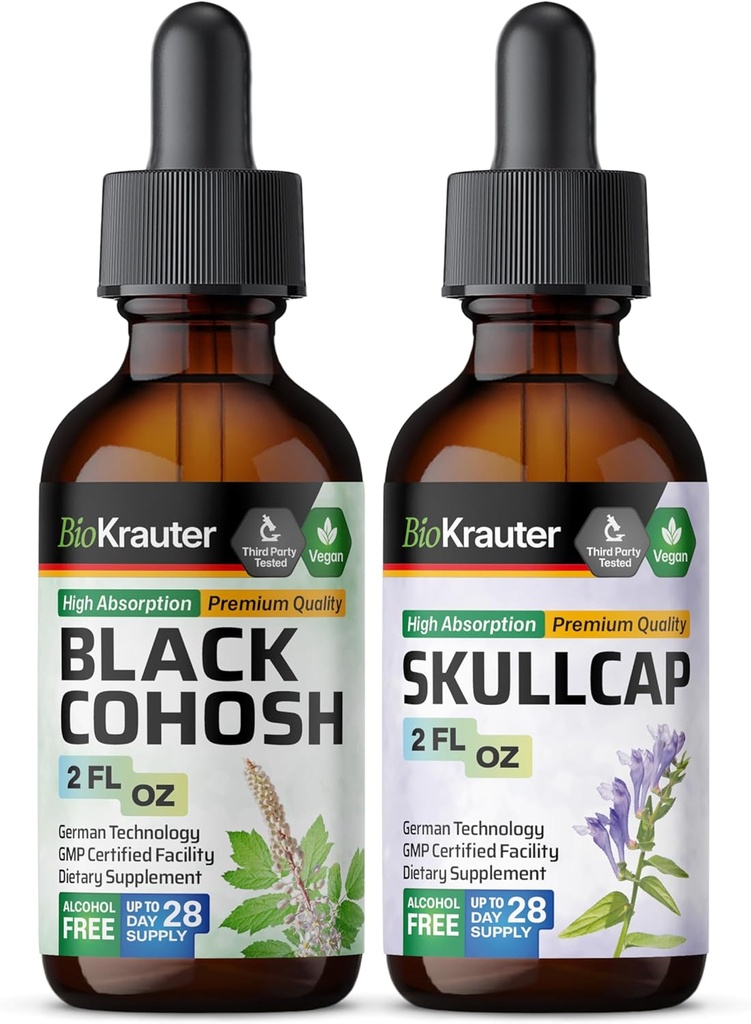 BIO KRAUTER Black Cohosh Tincture 2 Fl. Oz. & Skullcap Tincture 2 Fl. Oz.