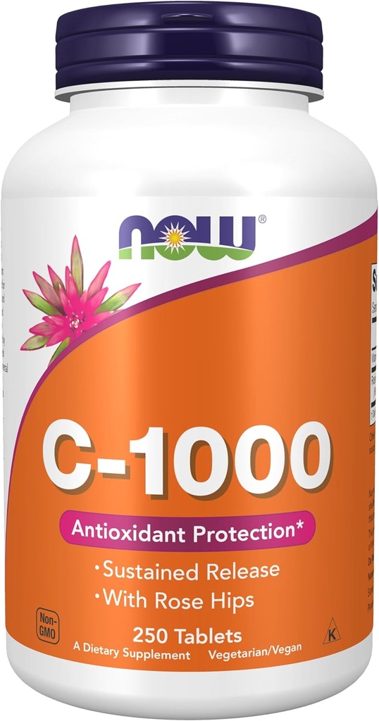 Τώρα τρόφιμα, C-1000, τώρα τρόφιμα βιταμίνη C-1000 Παρατεταμένη απελευθέρωση με Rose Hips, 250 δισκία