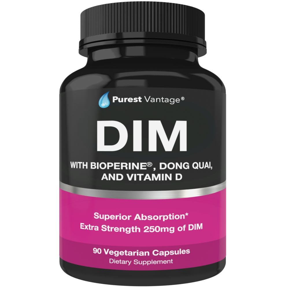 Pure DIM Supplement 250 mg Diindolylmethane Plus BioPerine ve Dong Quai - Kadınlar ve Erkekler için Hormon Denge Desteği, Menopause & Estrogen Desteği - 90 Vegetarian Capsules