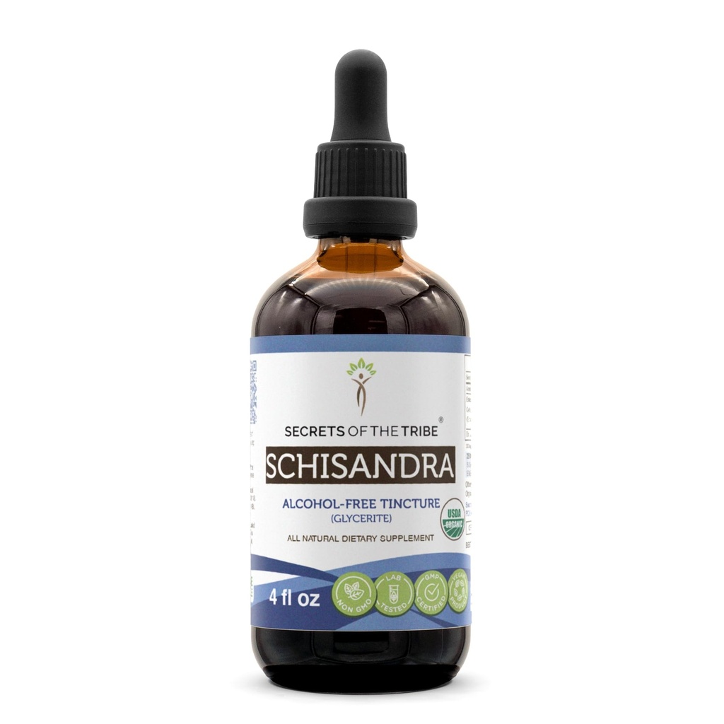 Tribe Schisandra USDA Organik | Alkol Özgür Tür, Yüksek Lisans Herbal Drops | %100 sertifikalı Organik Schisandra (Schisandra Chinensis) 4 ozz