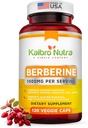 Kaibro Nutra Berberine Συμπλήρωμα 1000mg, Berberine HCL για το ανοσοποιητικό σύστημα, Υποστήριξη γλυκόζης, Κυκλοφορική & Γαστρεντερική Υγεία, Vegan & Gluten-Free, 120 Κάψουλες