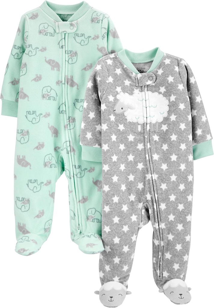 Carter'ın unisex-baby 2pack Neutral Fleece Ayaklanmış Uyku ve Play