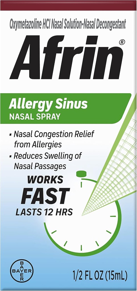 Afrin Alerji Sinus Nasal Mix - Hızlı ve Güçlü Nasal Dekongestion From Allergies, For Yetişkinler and Children 6 Years and Older, 0,50 Fl Oz (Pazar 1)
