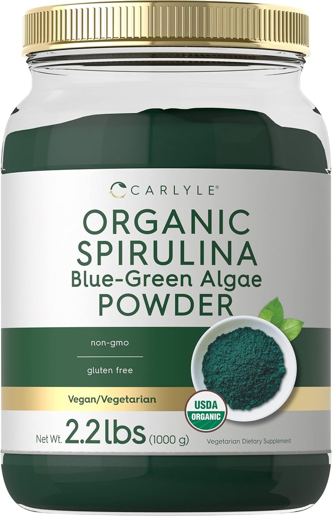 Carlyle Organik Spirulina Toz 2.2 lbs | Blue Green Algae | hizmet başına 8g Spirulina | Vegan, Non-GMO, Gluten Free Supplement Supplement Supplement Supplement