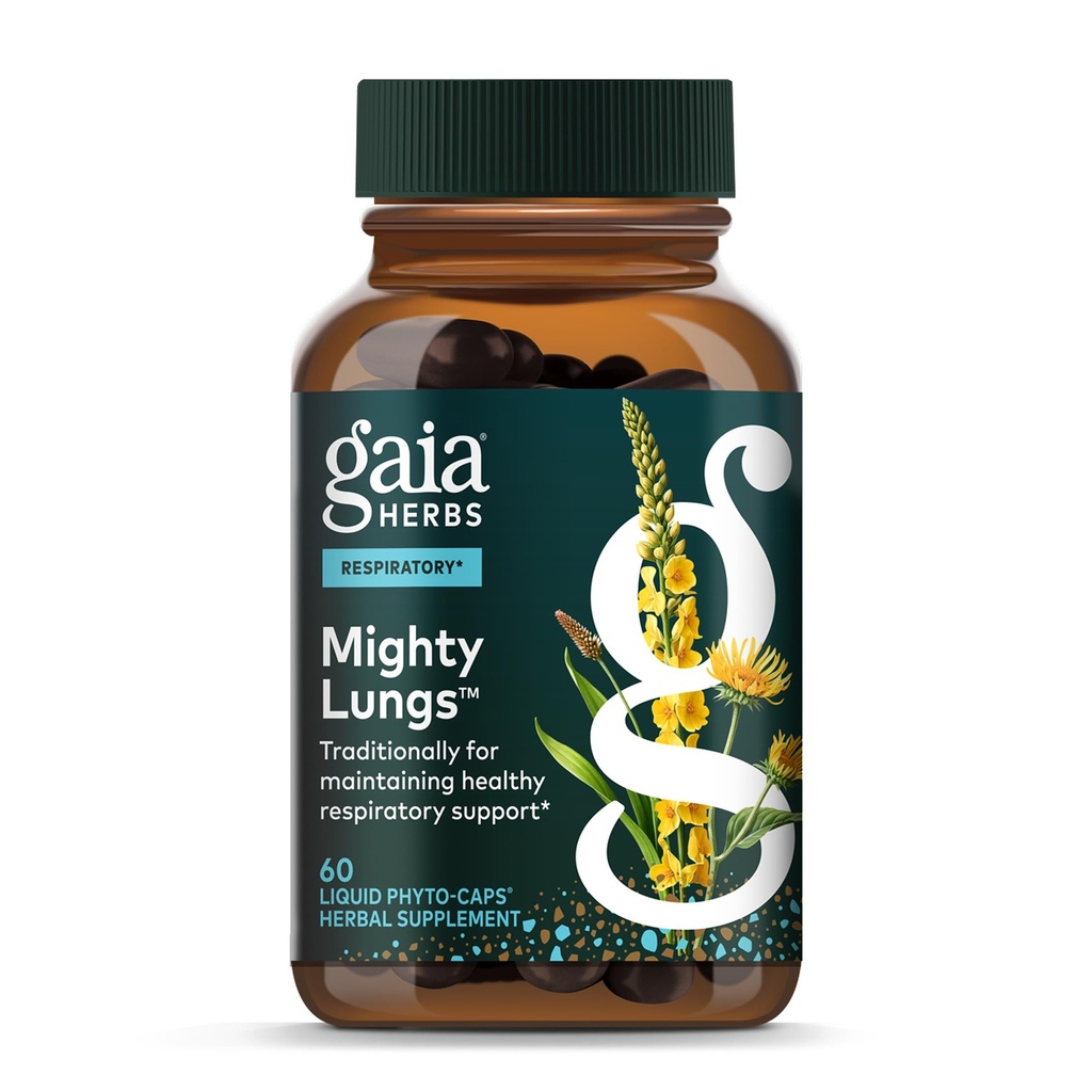 Gaia Herbs Lungs - Lung Support Supplement to Help maintain General Lung & Respiratory Health* - With Mullein, Plantain, Schisandra & Elecampane - 60 Vegan Seryto-Capsules (30-Day Supply)
