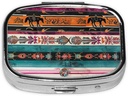 Horse Print Bas Square Pill Organizer ile 2 Karşılaştırma, Portatif Mini Pill Box Pill Tıp, Vitamin, Fish Oil, Supplements