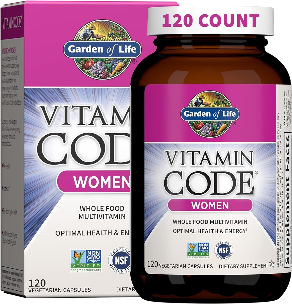Kadınlar için Life Multivitamin, Vitamin Code Women's Multi - All Food Womens Multi Vitamins, Iron, Folate not Folic Acid, Vitamin A and Probiyotiks for Womens Energy, 120 Vegetarian Capsules