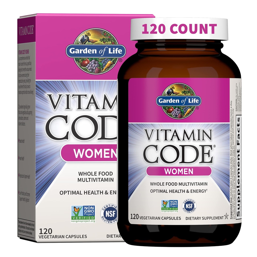 Kadınlar için Life Multivitamin, Vitamin Code Women's Multi - All Food Womens Multi Vitamins, Iron, Folate not Folic Acid, Vitamin A and Probiyotiks for Womens Energy, 120 Vegetarian Capsules
