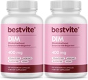 BESTVITE DIM (Diindolylmethane) 400mg με Bioperine (240 κάψουλες χορτοφάγων) (120 x 2) - Όχι στεατικά - Όχι Ζελατίνη - Vegan - Μη ΓΤΟ - Χωρίς γλουτένη