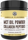 Keto MCT Oil Toz + Collagen + Prebiyotik Acacia Fiber, Vanilla Flavor, 16oz. MCT Oil Tozu Coconuts. Grass Fed Collagen, Perfect for Keto, 0 Net Carb, Stevia, Erythritol, Tozlu İçilir