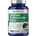 NusaPureelli D-Glucarate 500 mg 150 Veggie Caps, Vegan, Non-GMO, Gluten-Free