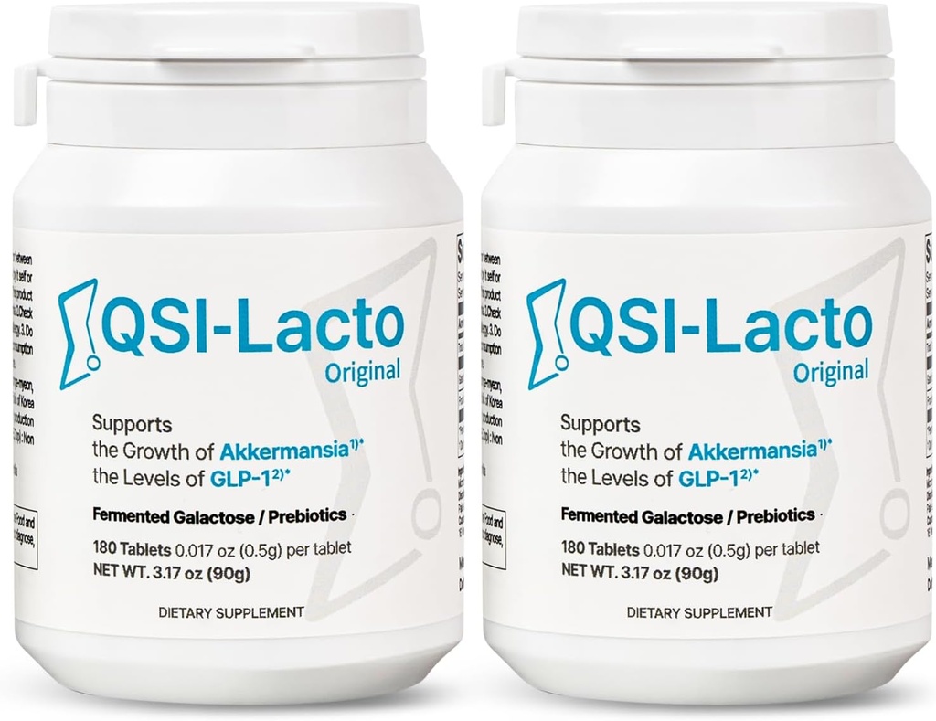 QSI-Lacto Original 2 Packs, 180 Servings, Naturally Supports GLP-1 Level Elevation, Galactose Included, Gut Health, Prebiotics, Chewable