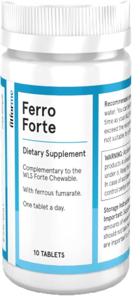 FitForMe Bariatric Multivitamins Iron Supplement After Gastric Bypass - One a Day Ferro Forte Tablet - 10 Ημέρες Προμήθεια Σιδήρου Σιδήρου (Ενισχυτής σιδήρου για Forte Μασώμενο)
