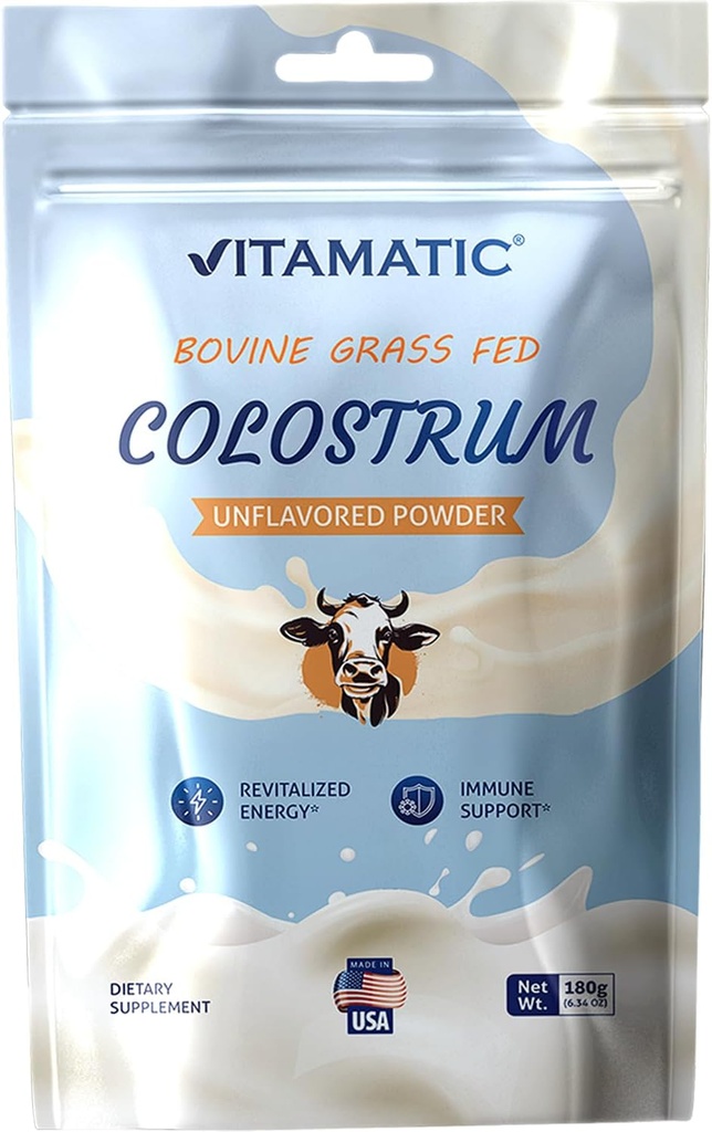 Vitamatic Bovine Colostrum% 30 IgG Toz 180 gram (6.34 OZ) - Gut Health için Tamam, Saç Büyüme, Güzellik, Kas Kurtarma ve Immune Support - Mix - (Unflavored)