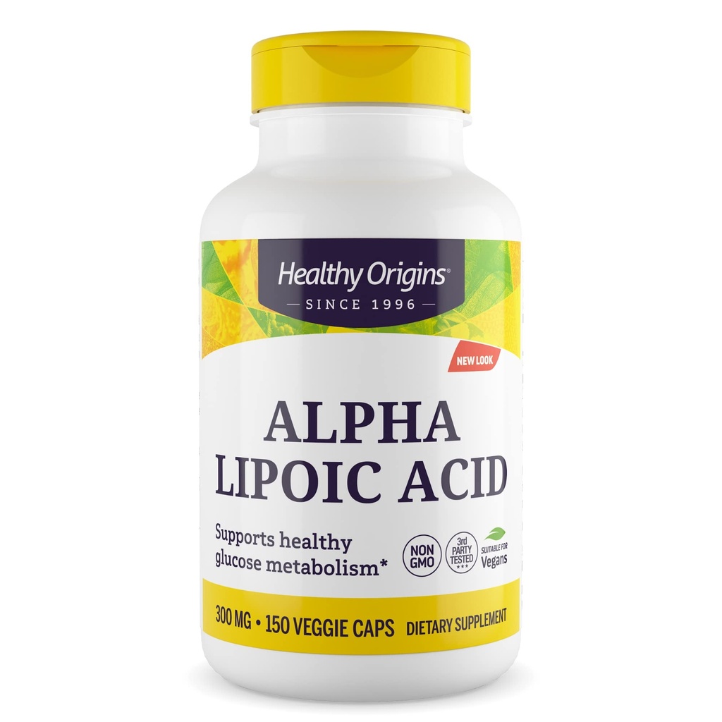 Healthy Origins Alpha Lipoic Acid 300 mg, 150 Veggie Capsules - High Potency Universal Antioxidant Supplement - Supports Healthy Blood Sugar Metabolism, Nerve Health & Cellular Energy Production