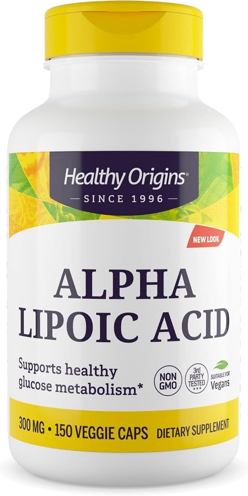 Healthy Origins Alpha Lipoic Acid, 300 mg - Alpha Lipoic Acid Supplement - Αντιοξειδωτική υποστήριξη - Συμπλήρωμα χωρίς γλουτένη - 150 κάψουλες λαχανικών