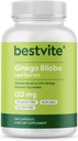 BESTVITE Ginkgo Biloba 120 mg (240 Capsules) - Stearates - GMO - Gluten Free -% 24 Ginkgo Flavone Glycosides Glycosides