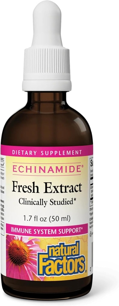 Natural Factors - Echinamide Echinacea Fresh Herb Extract, Immune System Support, 30 Servings (1.7 oz)