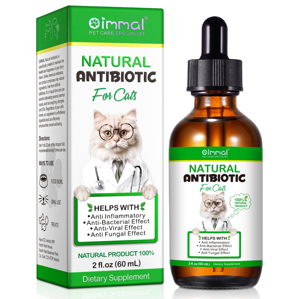 Kediler için Antibiyotikler, Doğal Antibiyotik Pet Supplements Immune & Cats Antibiyotikler, Cat Multivitamin UTI Drops for All Ages & Breeds of Cat, Chicken Flavour - 2 Fl Oz / 1 Pack