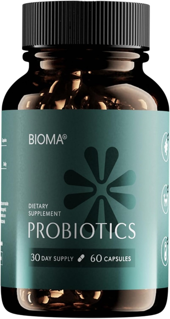 BIOMA Προβιοτικά για τη Διαχείριση Βάρος & Digestive Υγεία, 3 σε 1 Gut Υγεία Προβιοτικά και Πρεβιοτικά / Μεταβιοτικά, Slow Release Synbiotic Probiotic Κάψουλες για την Υγεία των Ούρων Multi Enzyme (60 Caps)