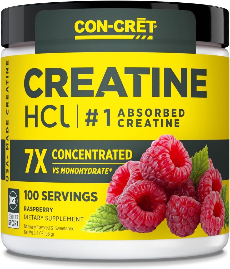 CON-CRET Tinatine HCl Toz | Kas, Bilişsel, Hücre Enerji Desteği | Bloating or Cramps | USA Made & NSF Sertifikalı | Raspberry (100 Hizmet)