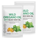 2 Pack Oil of Oregano Softgels, Oregano Oil Capsules, 165 mg Carvacrol, 2 in 1 Formulated Oil of Oregano with Black Seed Oil 200 mg, Oregano Oil Supplement Capsules, Oregano Oil Capsules, 165 mg Carvacrol, 2 in 1 Formulated Oil of Oregano with Black Seed Oil 200mg, Oregano