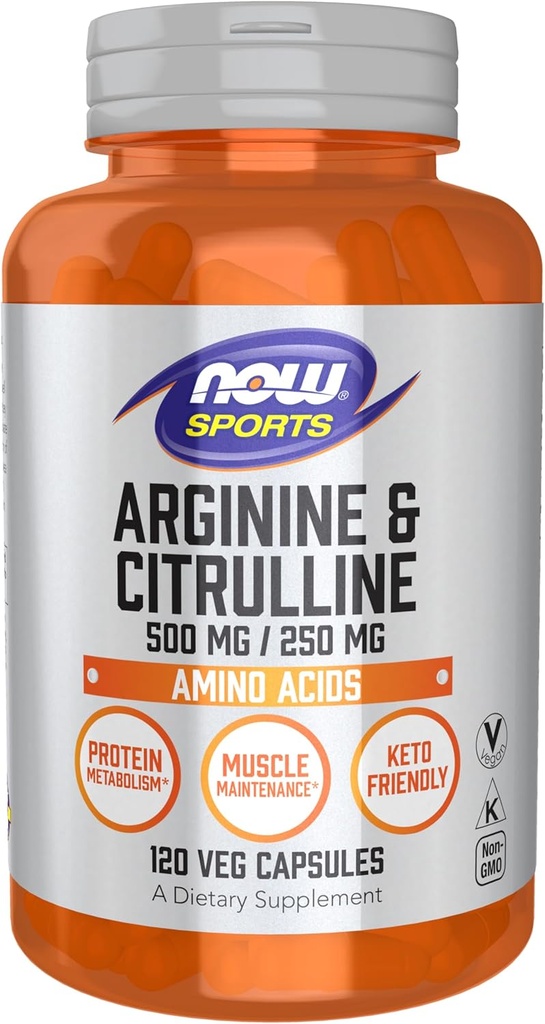 Şimdi Spor Beslenme, Arginine & Citrulline 500 mg / 250 mg, Amino Asits, 120 Veg Capsules