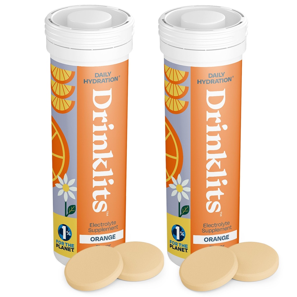 İçecekler Orange Daily Hydration Tabletleri (2) Tube Sche | Essential Electrolytes – 0g Sugar – Replenishing Hydration Drink | 20 hizmet - 10 Tablet