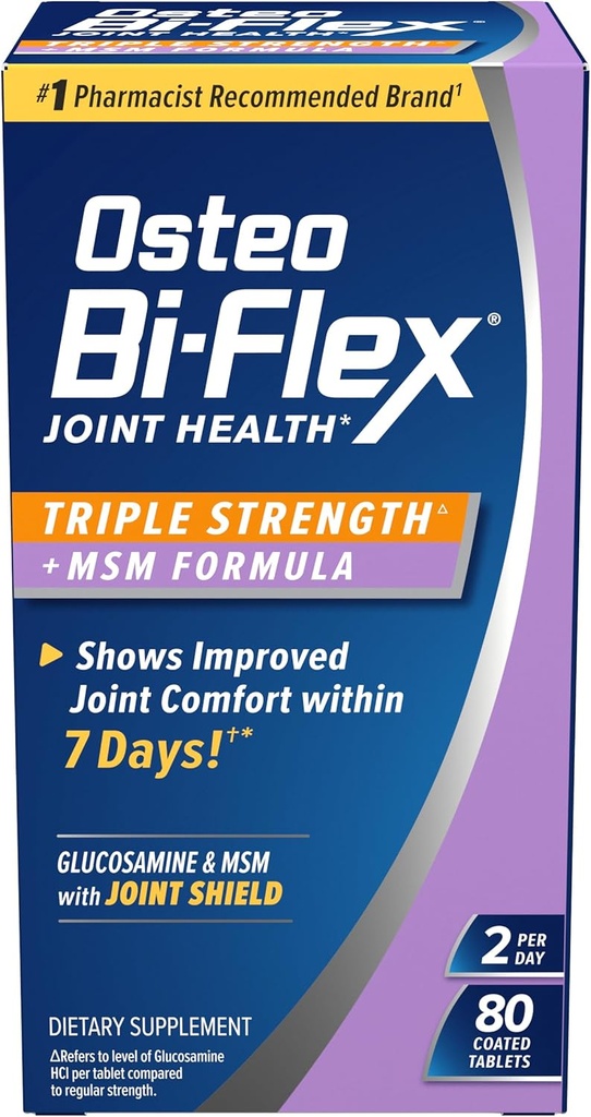 Osteo Bi-Flex Triple Strength(5) MSM, Glucosamine Ortak Sağlık Supplement, Kaplamalar, 80 Kont