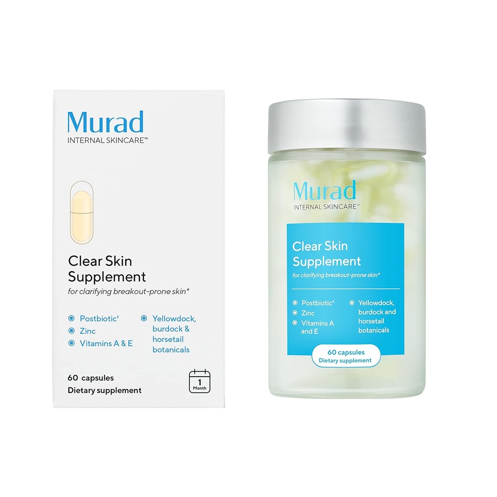 Murad Clear Skin Supplement - Supplements for Acne-Prone Skin – Biotin, Zinc & Vitamin A Beauty Supplement - Minimize Breakouts, Reduce Inflammation & Control Sebum at the Cellular Level