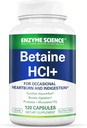 Enzyme Science Betaine HCl with Pepsin - Συμπλήρωμα για Χαμηλό Στομαχικό Οξύ - Συμπλήρωμα Υδροχλωρικού Βεταΐνης - Digestive Enzymes - Enzimas Digestivas - 120 Κάψουλες