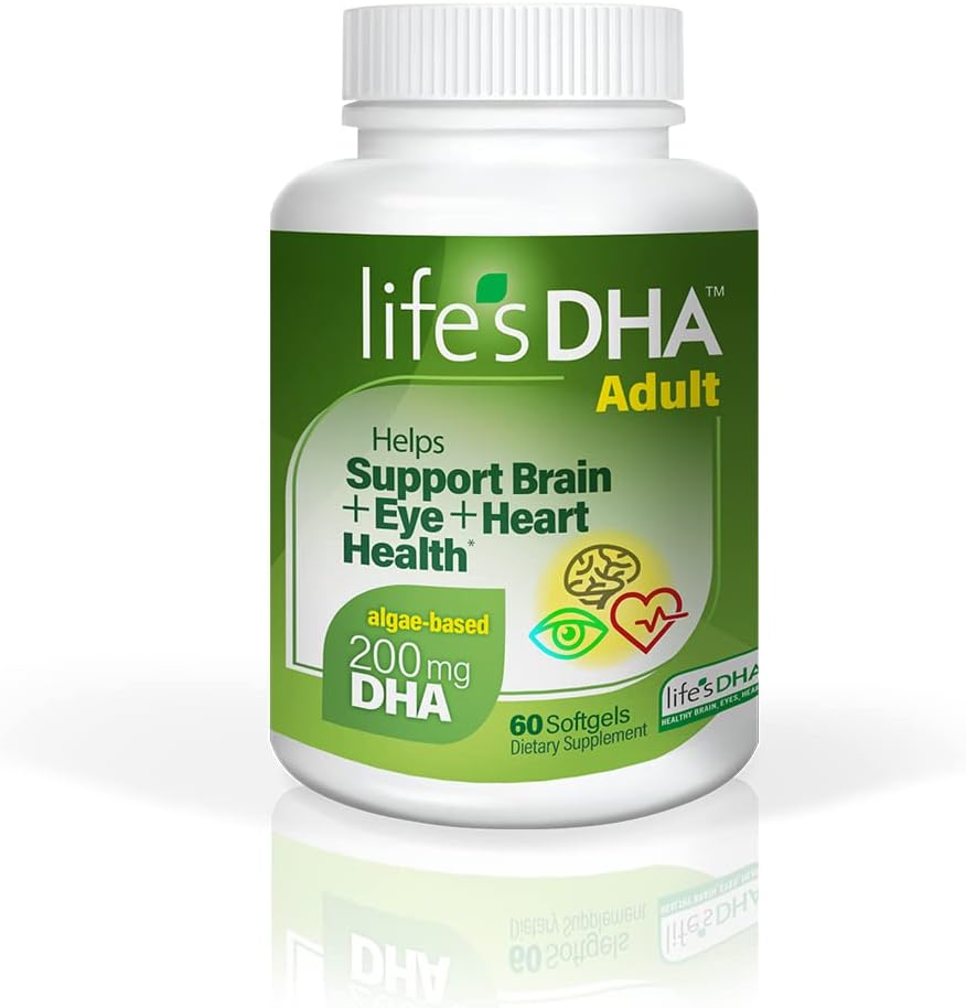 Life's DHA All-Vegetarian DHA Diyetary Supplement, Sağlıklı Bir Beyin, Göz ve Kalp, Sürdürülebilir Bitki Kaynağından 200 mg DHA Omega-3 60 Softgels