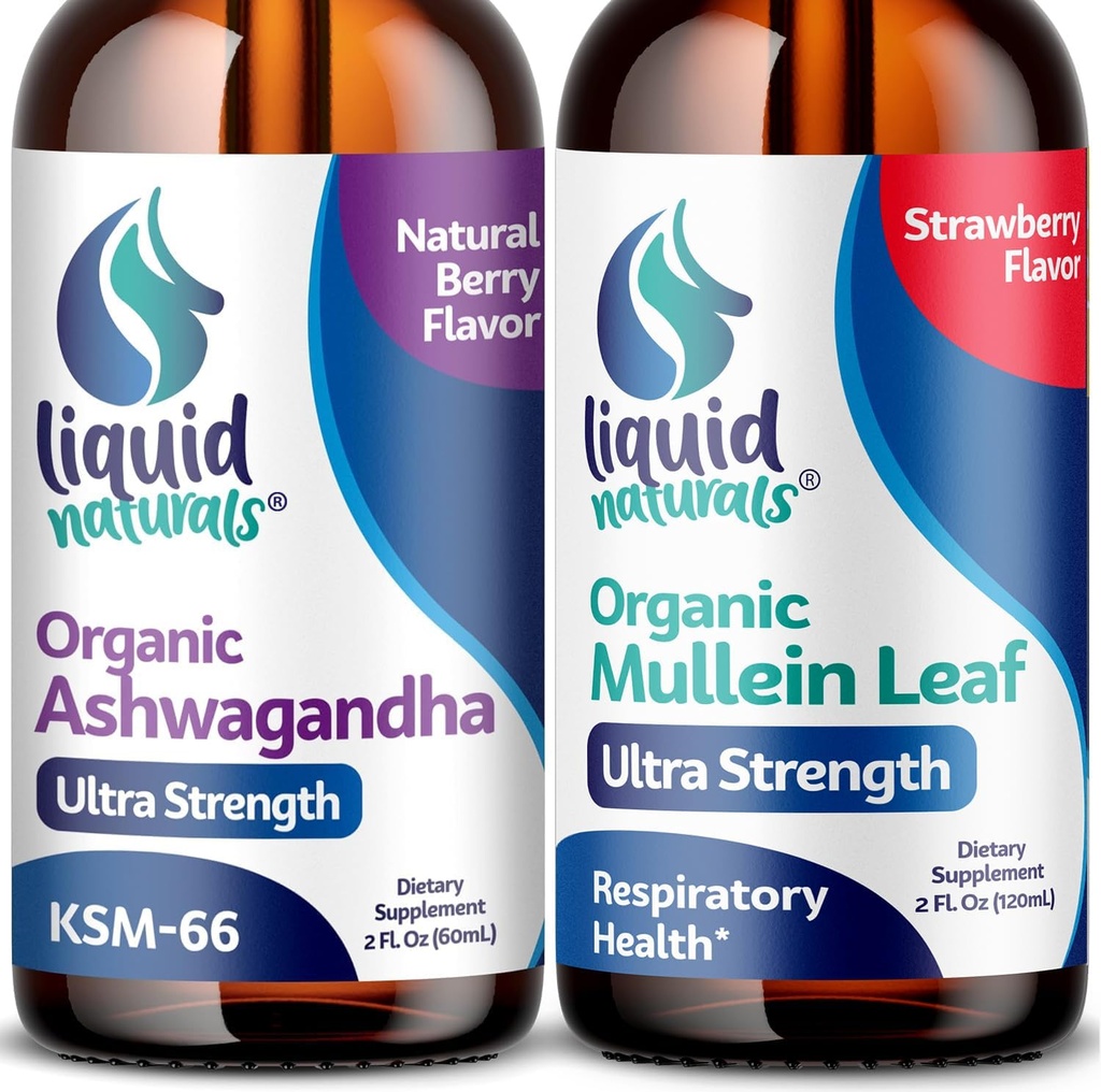 Wellness LABSRX Mullein Leaf Drops for Lungs, 2 Fl. Oz - Ashwagandha Drops 2000 mg